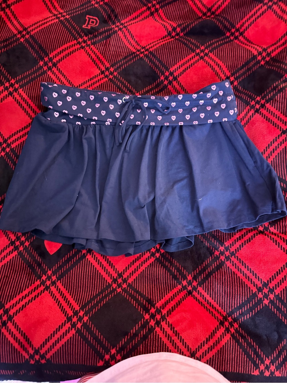 Victorias Secret Pink Foldover Skort Foil Heart-Trim